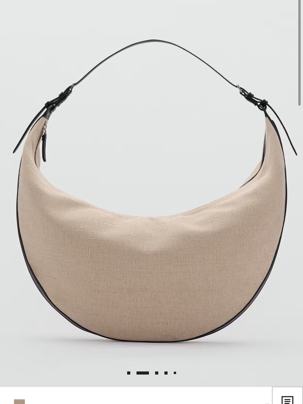 Mango Beige Crescent Shoulder Bag with Black Trim - Picture 3 of 6